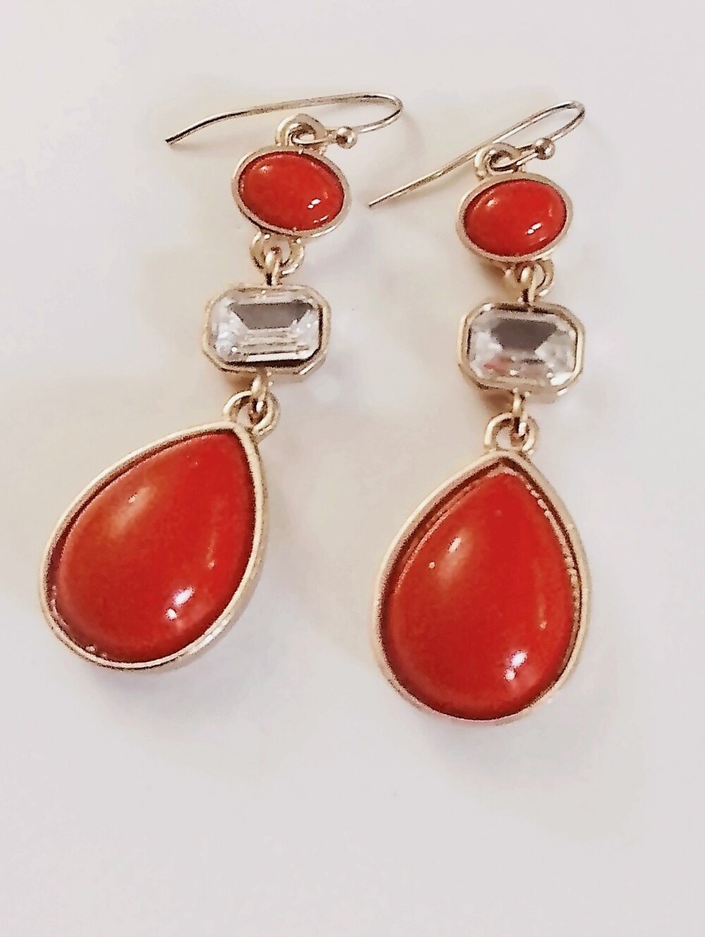 Gold And Orange Dangle Earrings